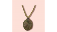 Ashura Handmade Green Agate Stone Zircon Inlaid Necklace