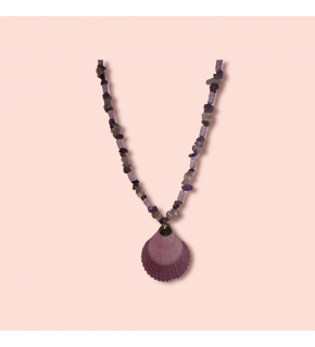 Ashura Handmade Seashell and Amethyst stone zircon natural necklace