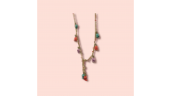 Ashura Handmade Colored Pearl Knitted Pomegranate Flower Necklace