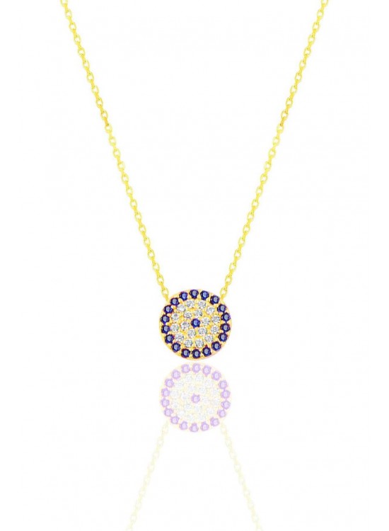 Silver gold gilded zircon stone evil eye model necklace