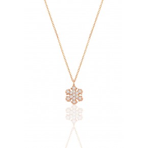 Sterling Silver Rose Zircon Stone Snowflake Necklace