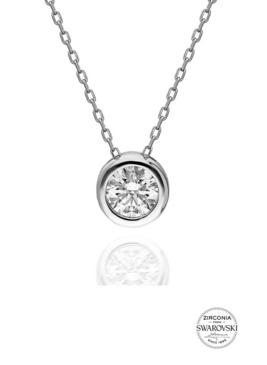 Sterling Silver Swarovski Stone Diamond Model Plastered Necklace